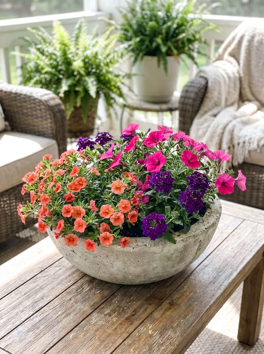 Coral and Fuchsia Garden Bowl
