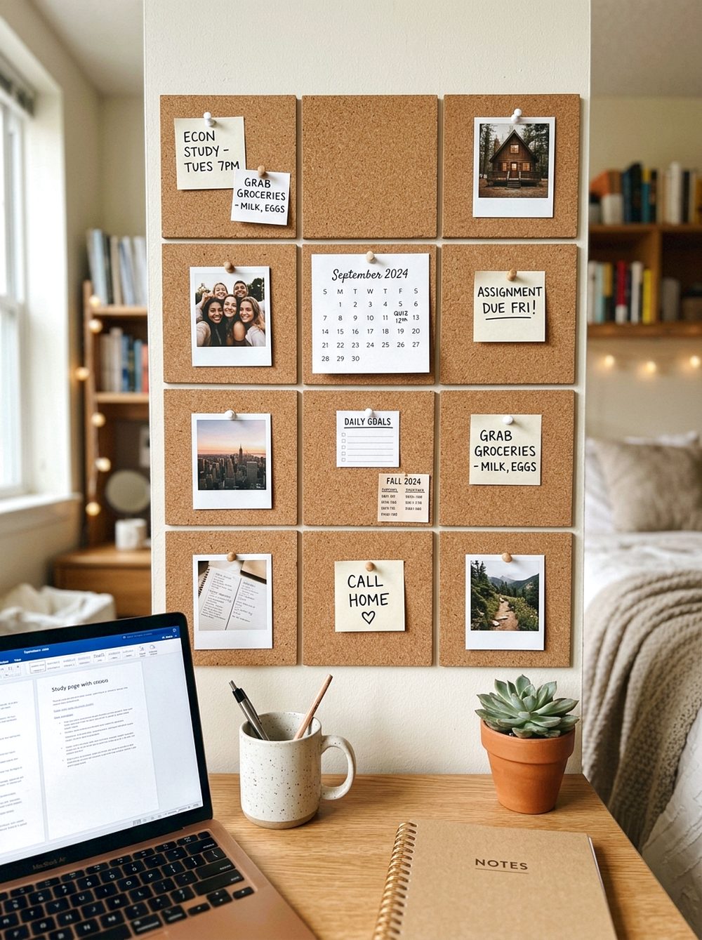 Cork Tile Desk Wall