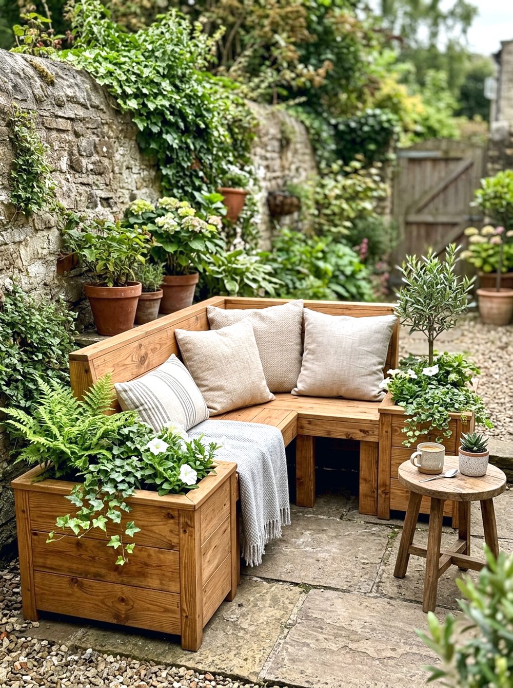 Corner Bench With Planters