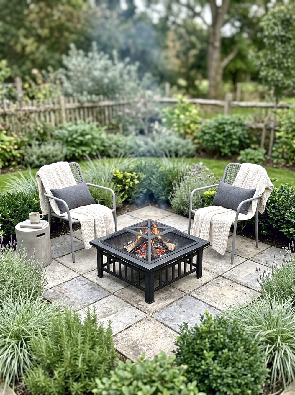 Corner Fire Pit With Pavers