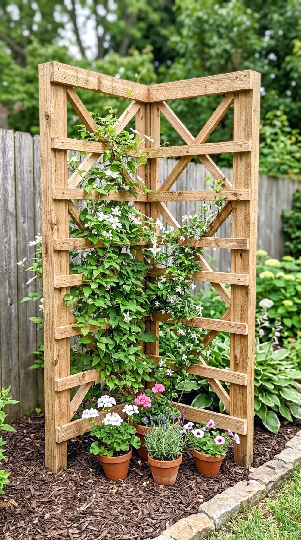 Corner Trellis With Climbing Plants