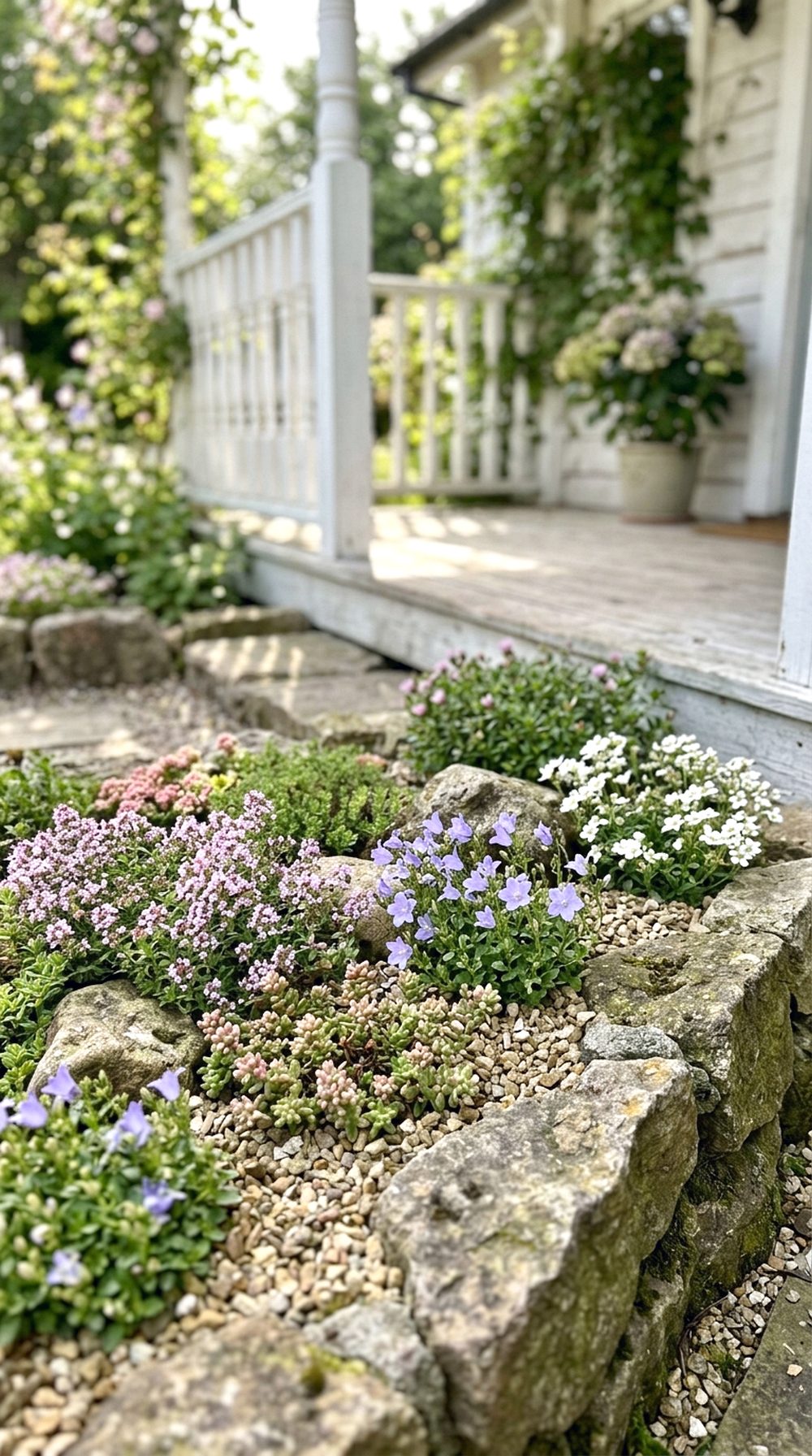 Cottage Rock Garden With Flowers