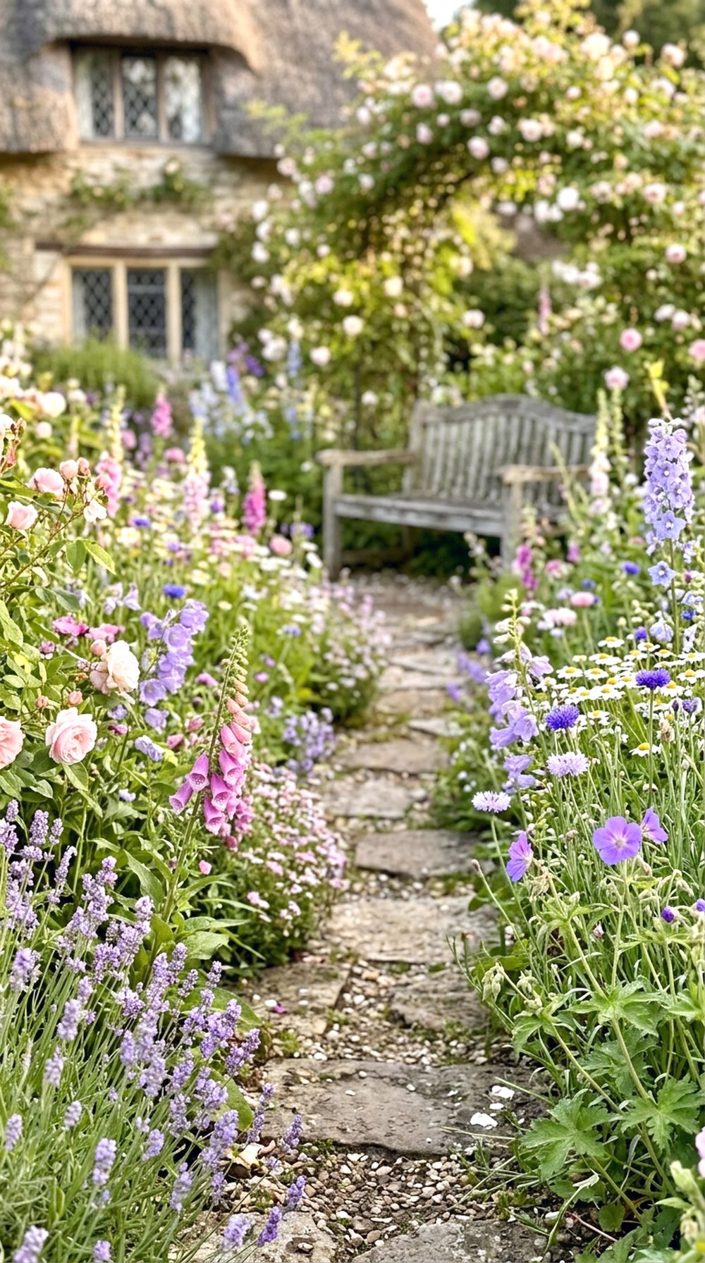 Cottage-Style Mixed Flower Path
