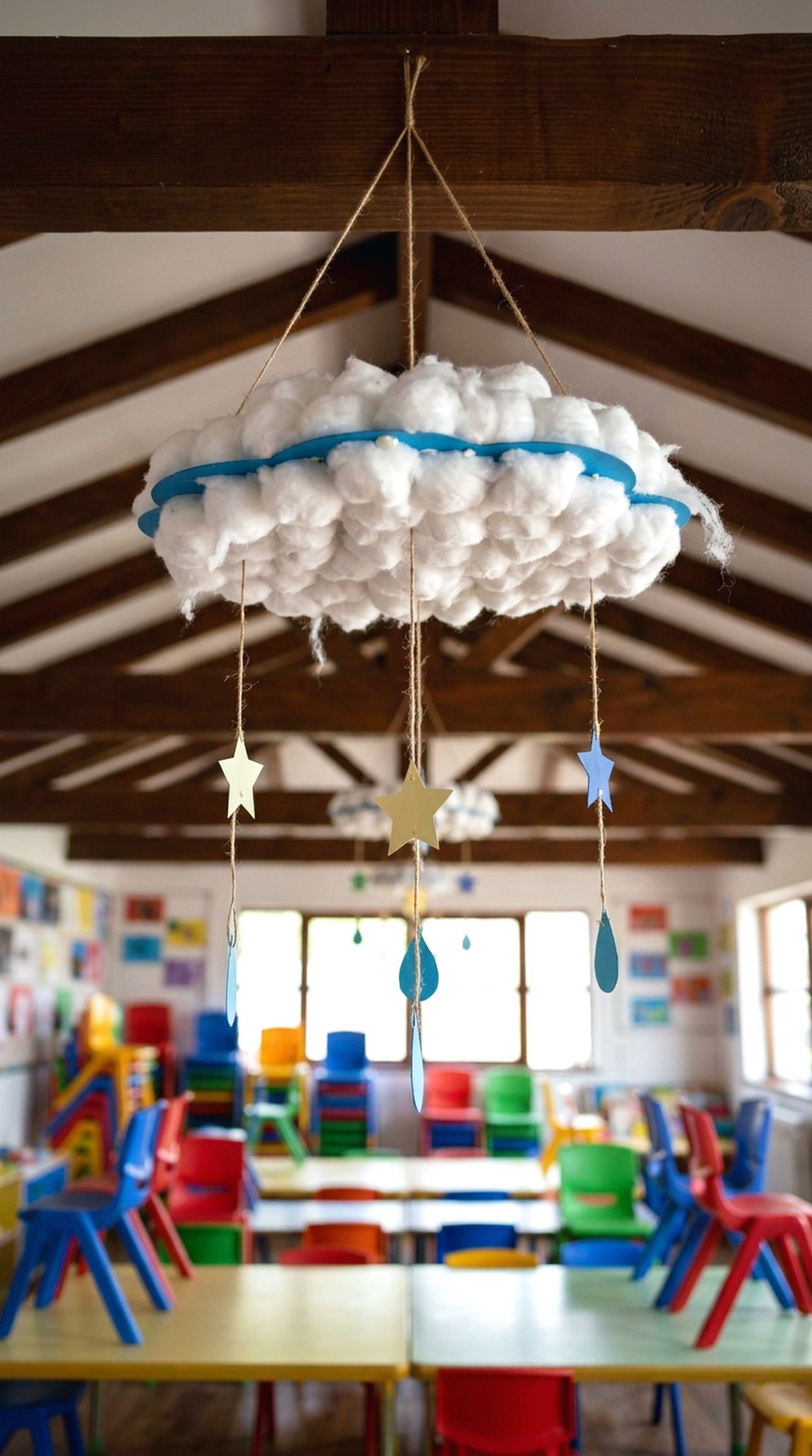 Cotton Ball Cloud Mobiles