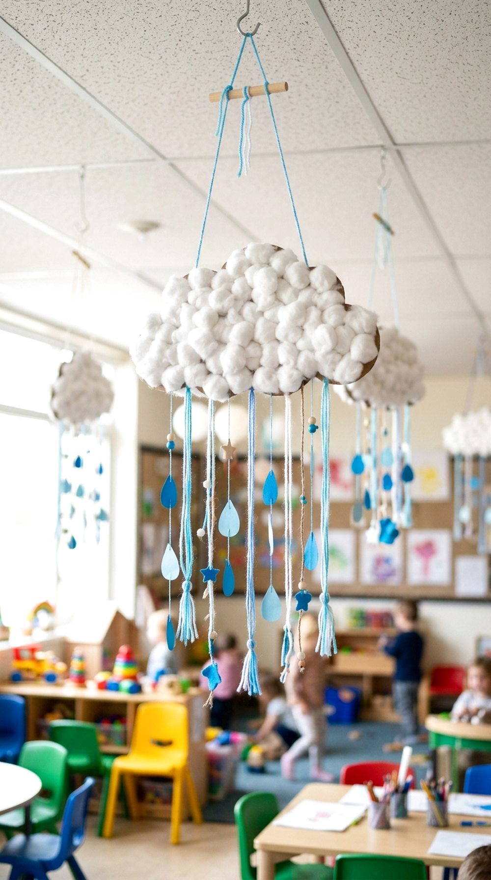 Cotton Ball Cloud Mobiles