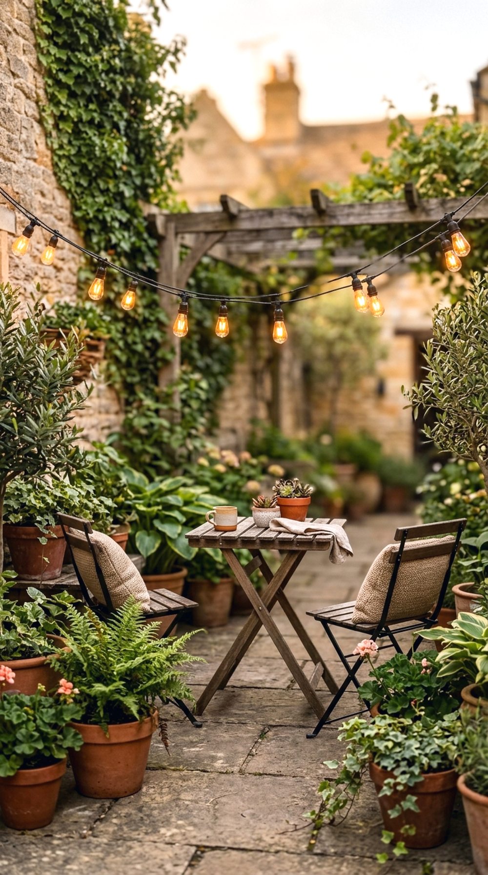 Courtyard String Light Setup