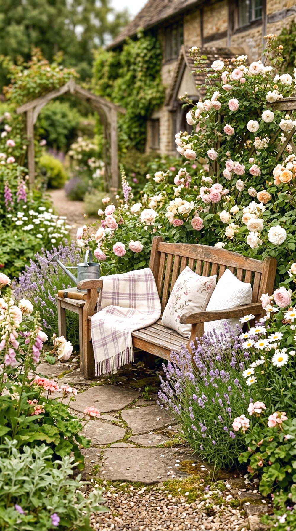 Cozy Bench With Flowers