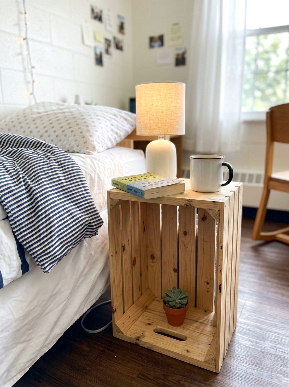 DIY Bedside Crate Shelf