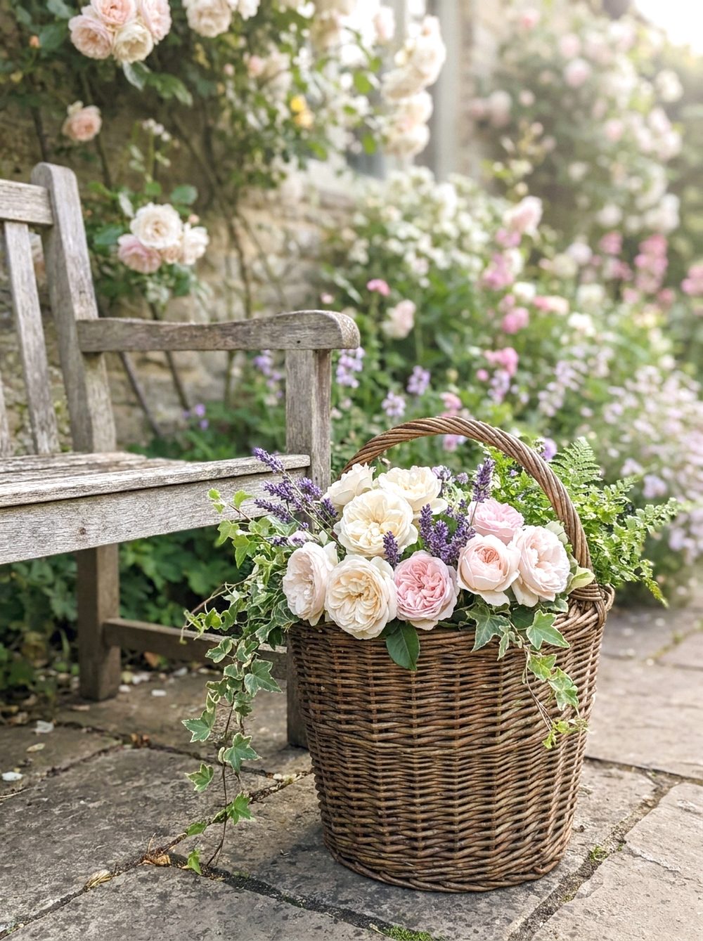 DIY Wicker Flower Basket Display