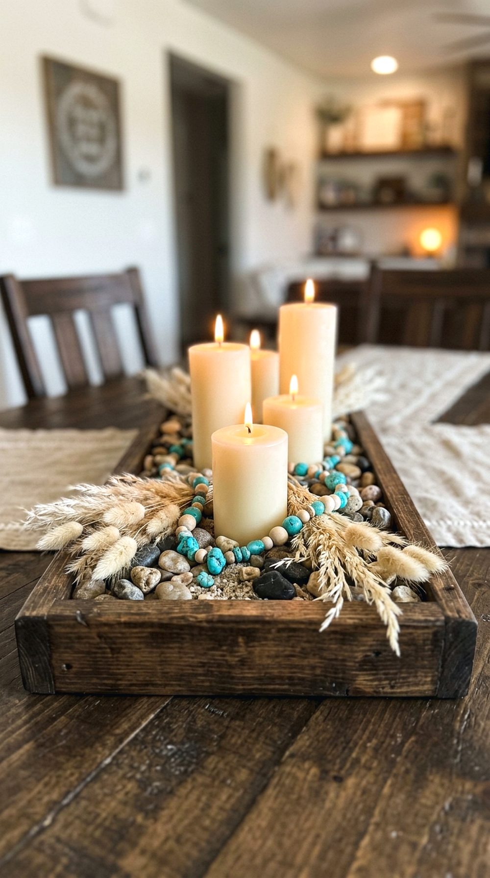 Dark Wood Candle Centerpiece