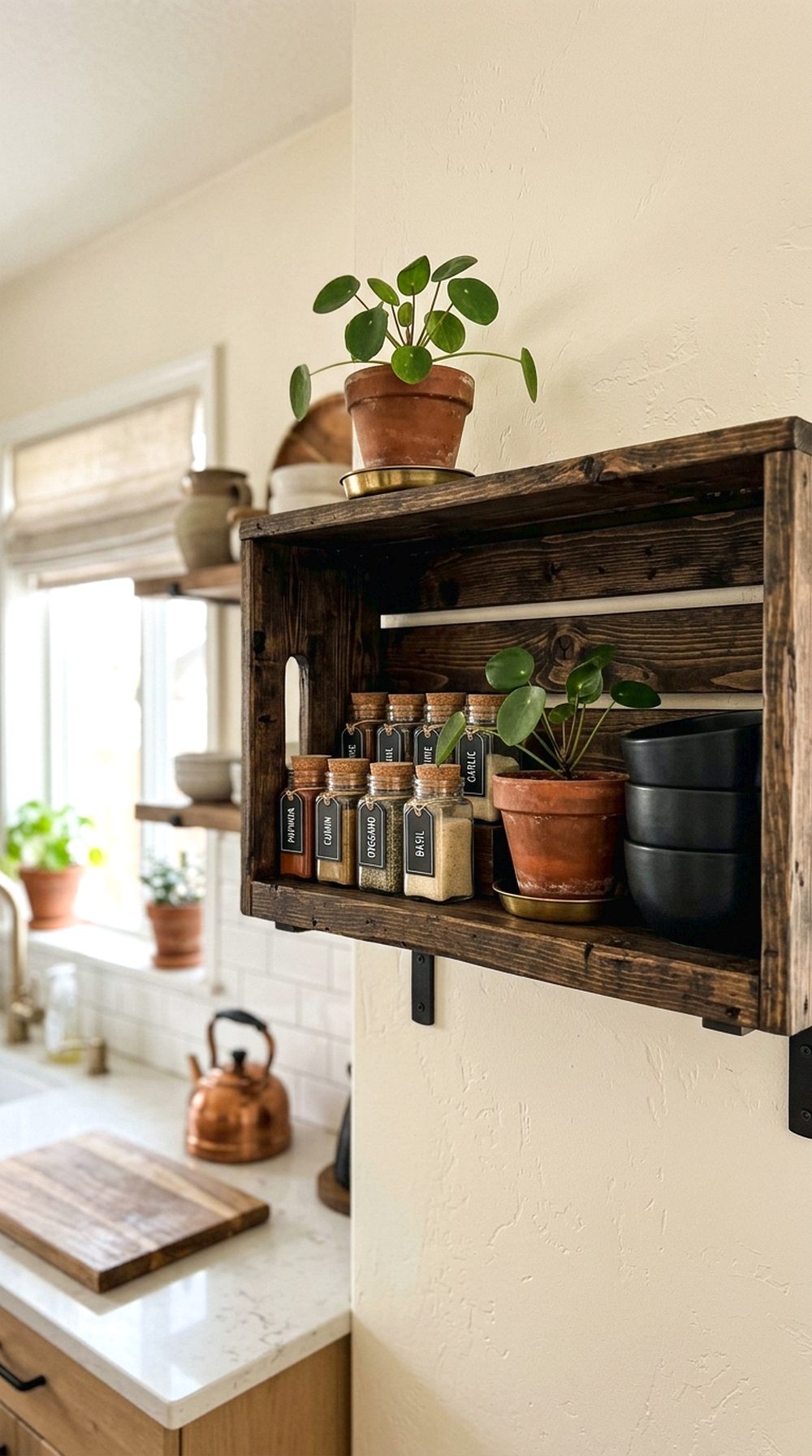 Dark Wood Crate Shelf