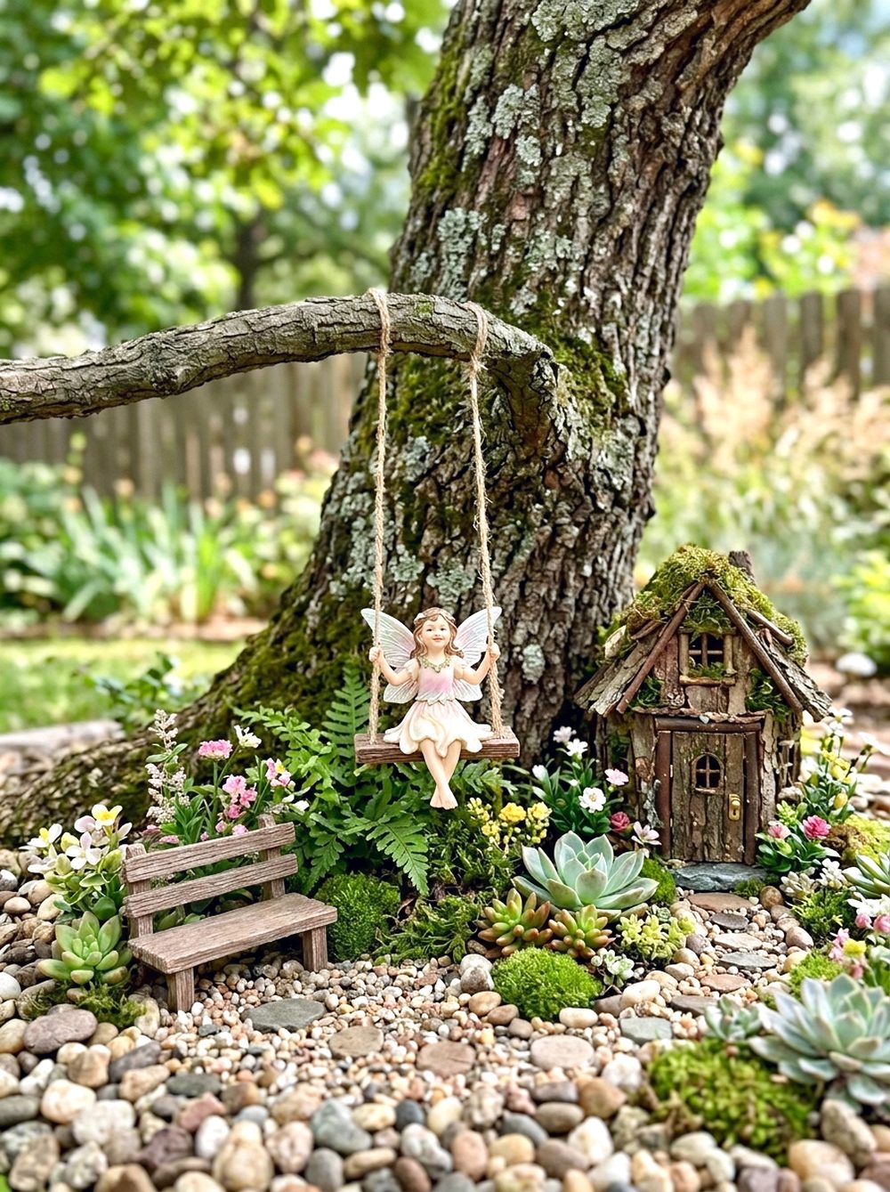 Fairy Garden with Tiny Swing