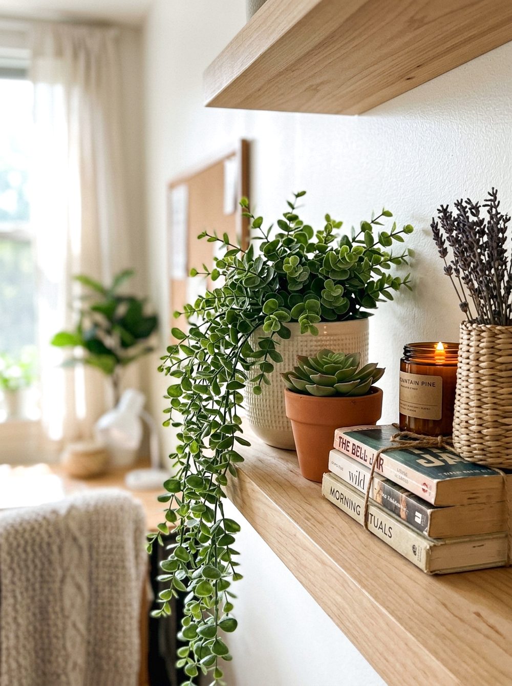 Faux Plant Shelf Styling
