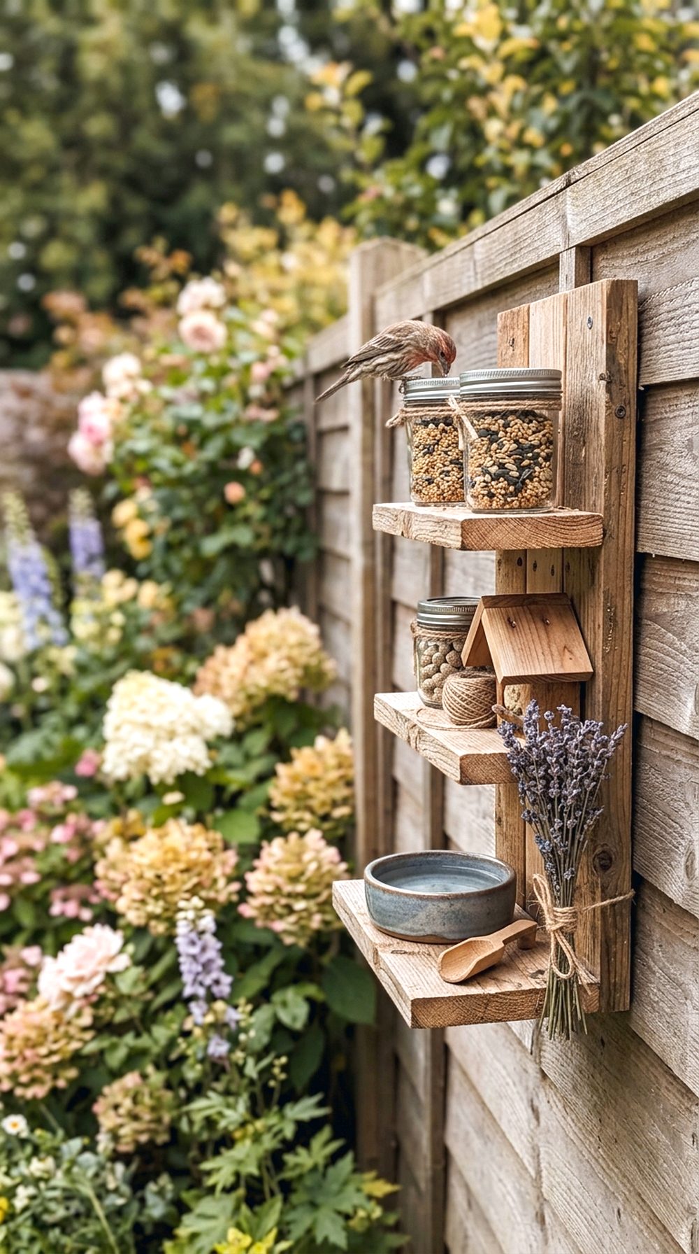 Fence Mounted Bird Feeder Station