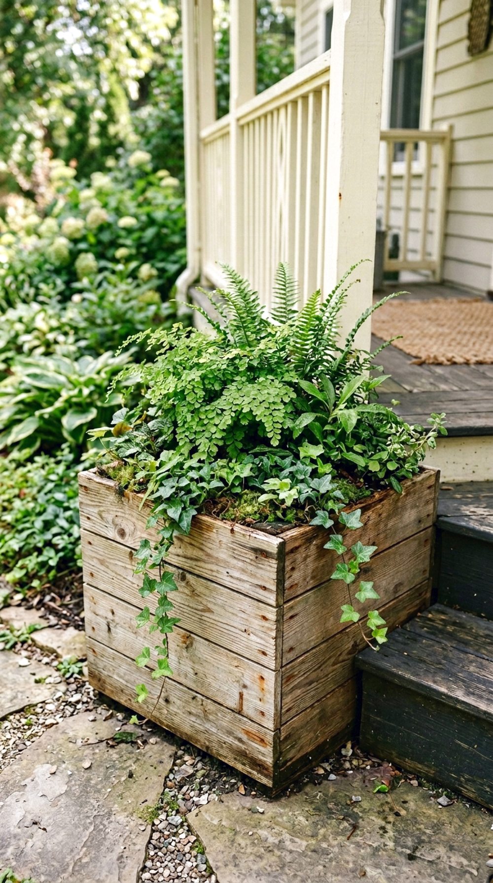 Fern-Filled Wooden Crate