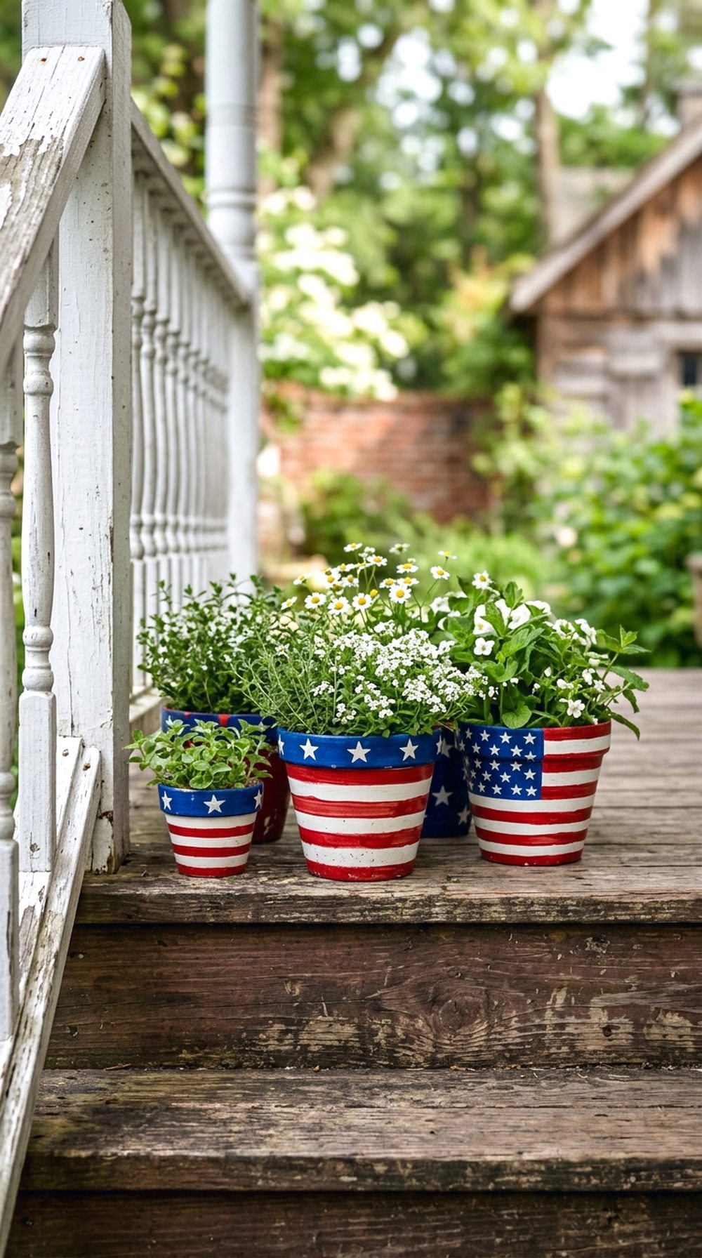 Flag Painted Flower Pots