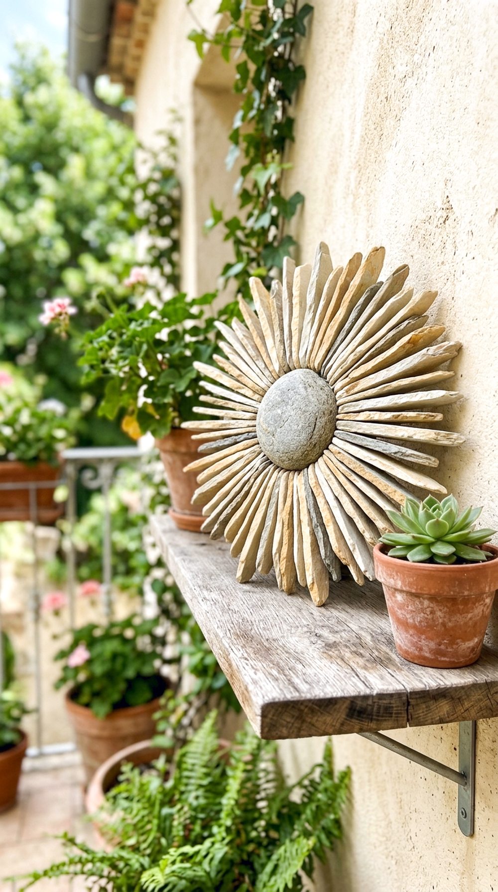 Flat Stone Sunburst Art