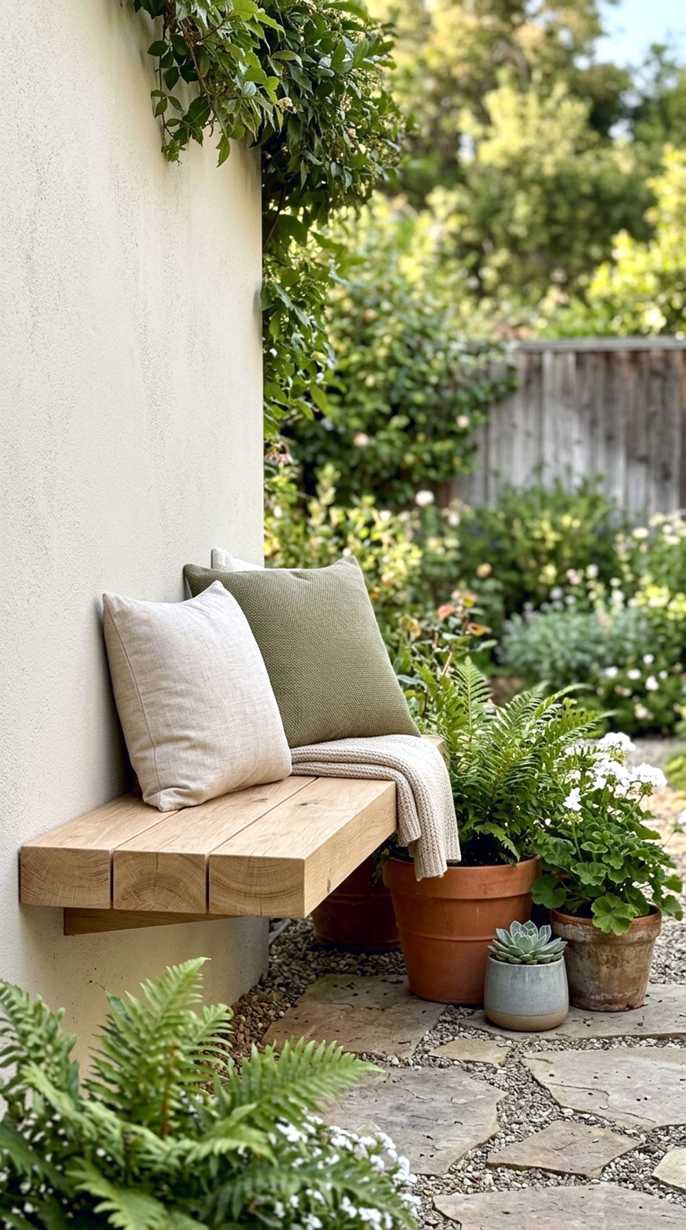 Floating Bench Garden Nook