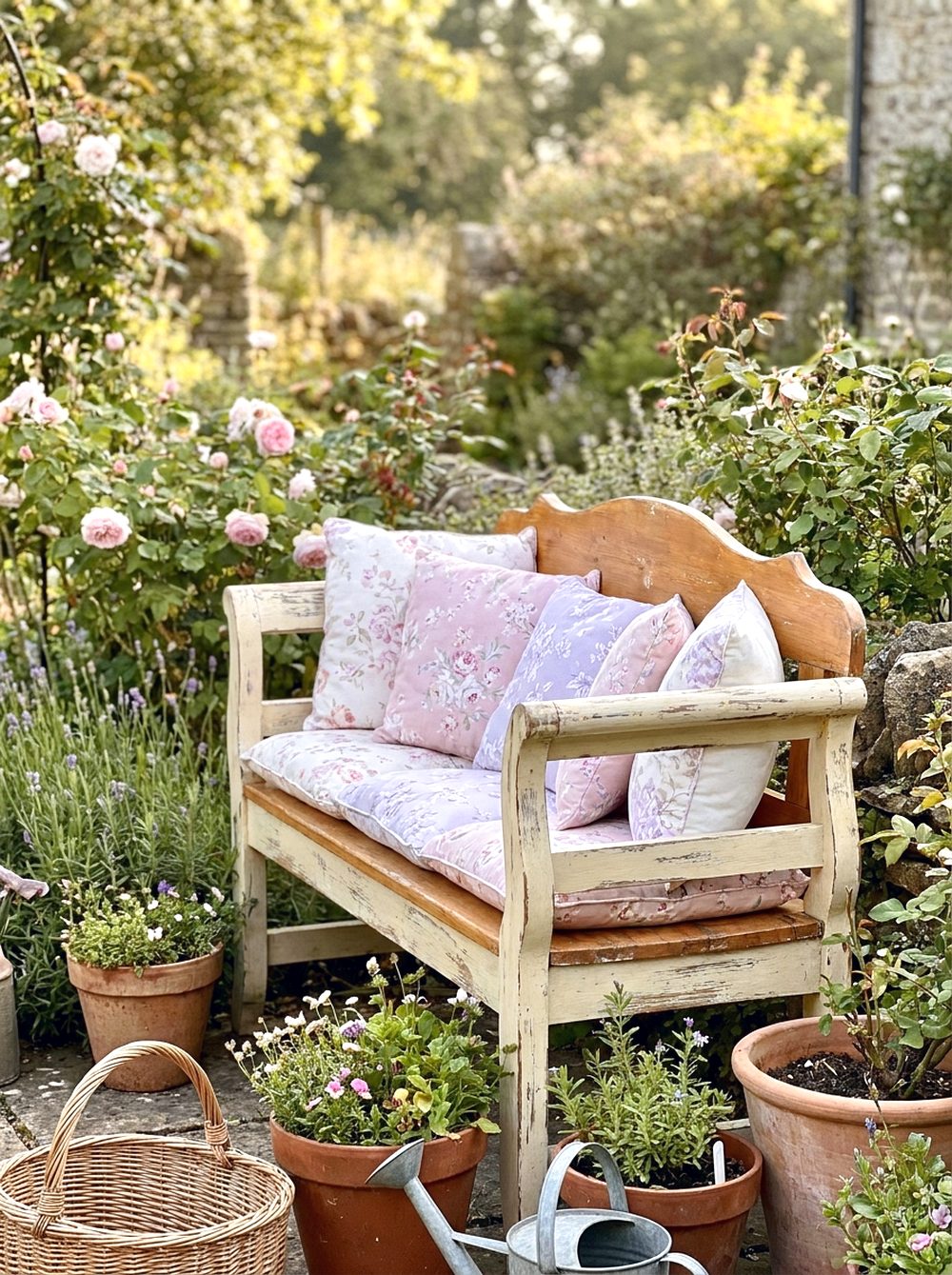 Floral Garden Bench Nook