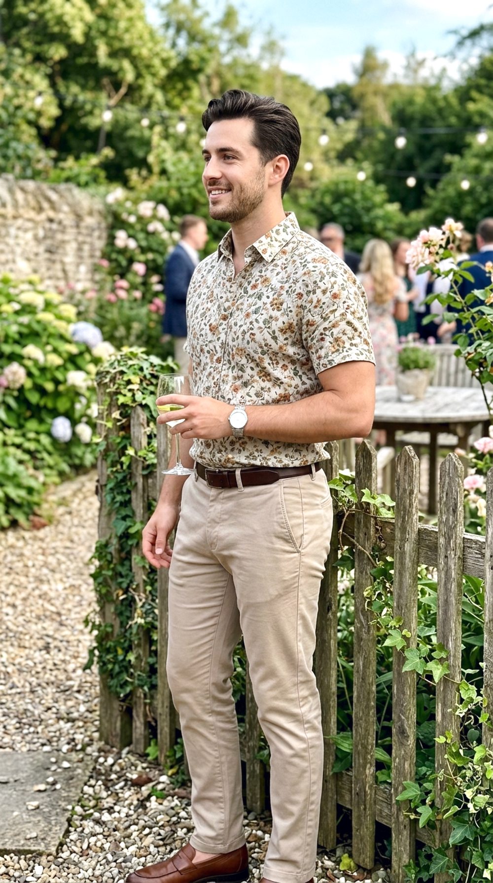 Floral Shirt With Neutral Trousers