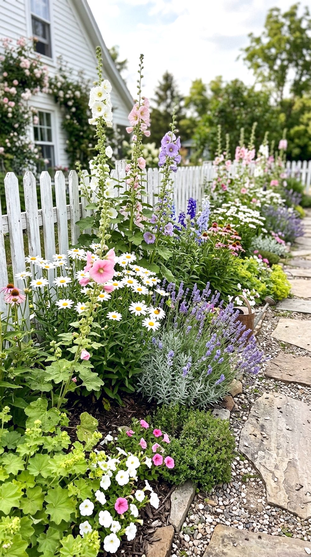 Flower Garden Along a Fence