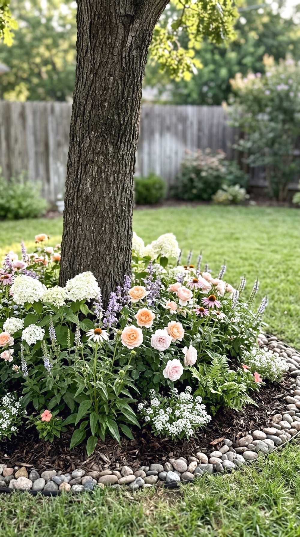 Flower Garden Around a Tree