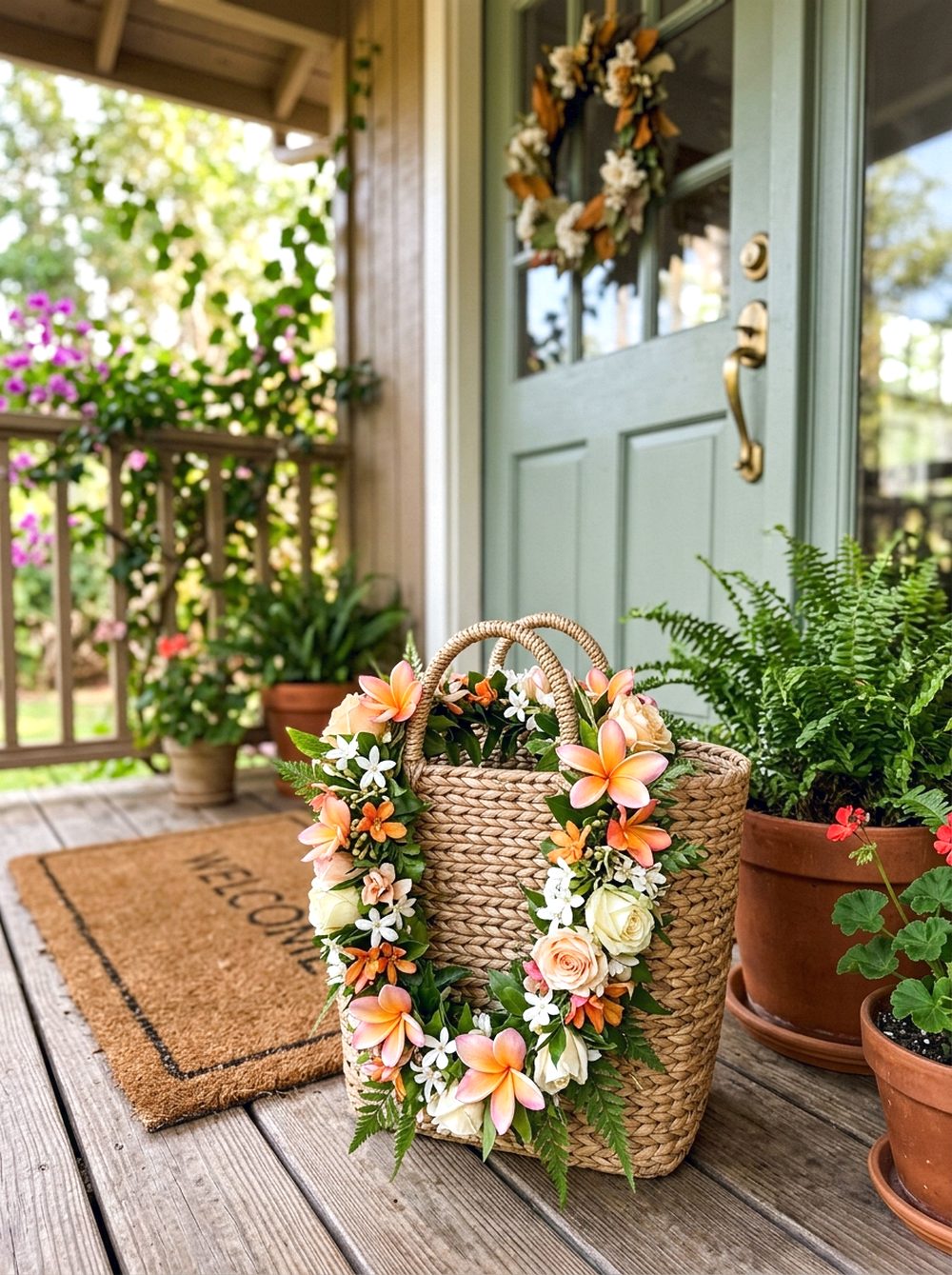 Flower Lei Porch Welcome Decor