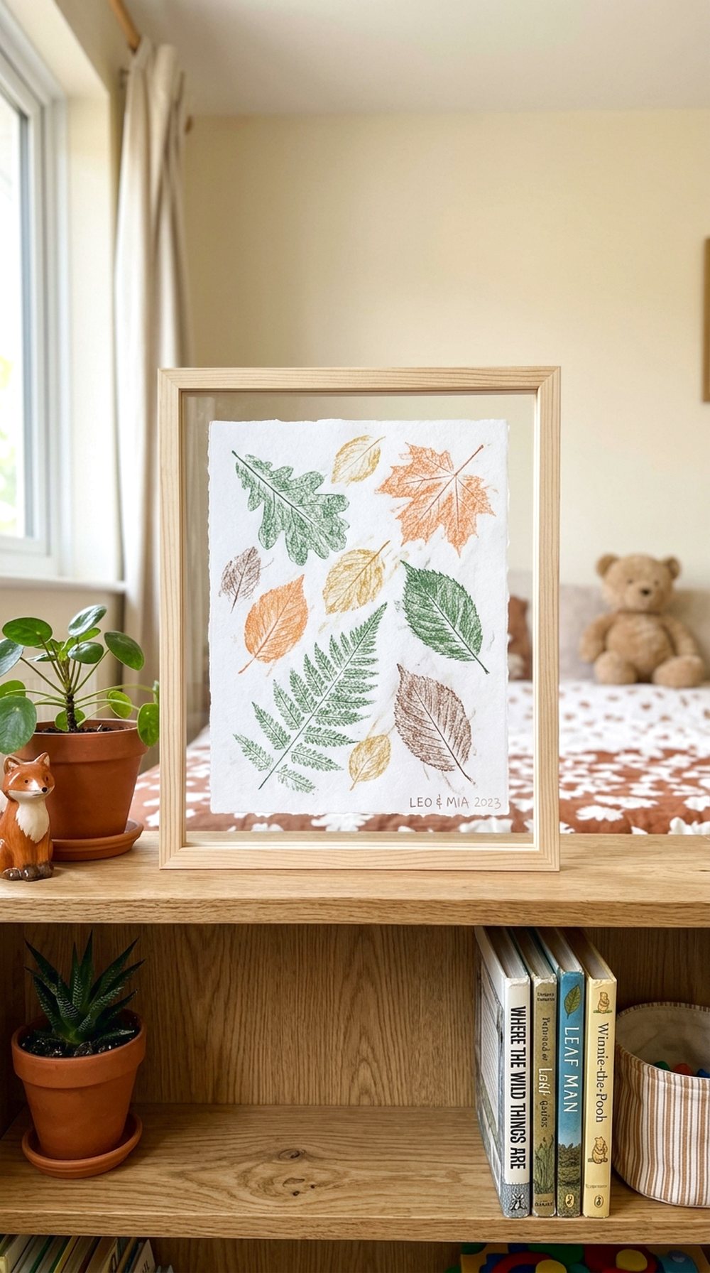 Framed Leaf Rubbing Art