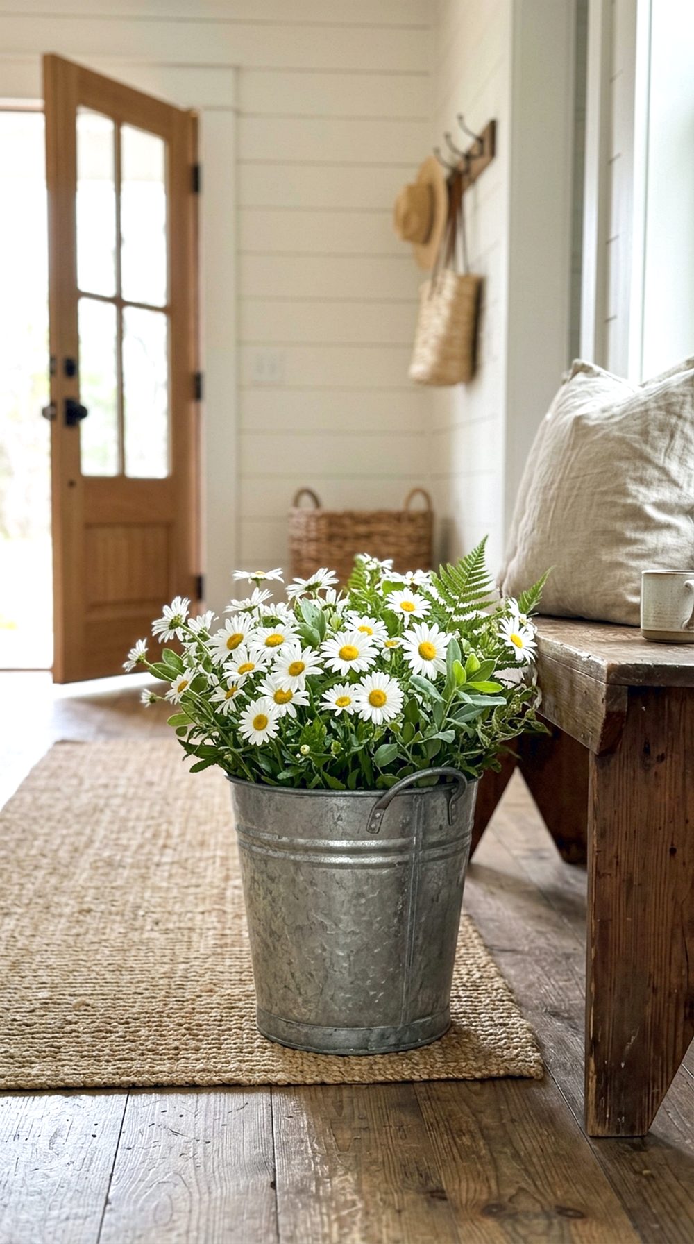 Galvanized Bucket Flower Planter