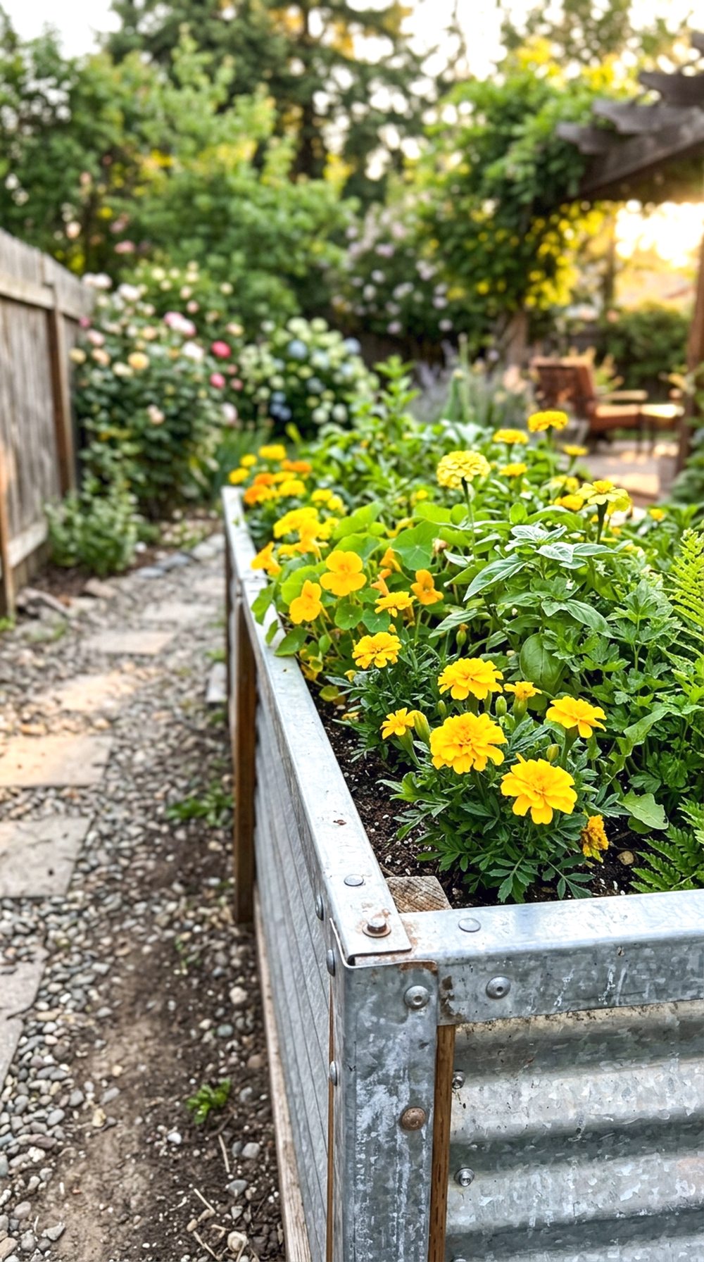 Galvanized Metal Flower Bed