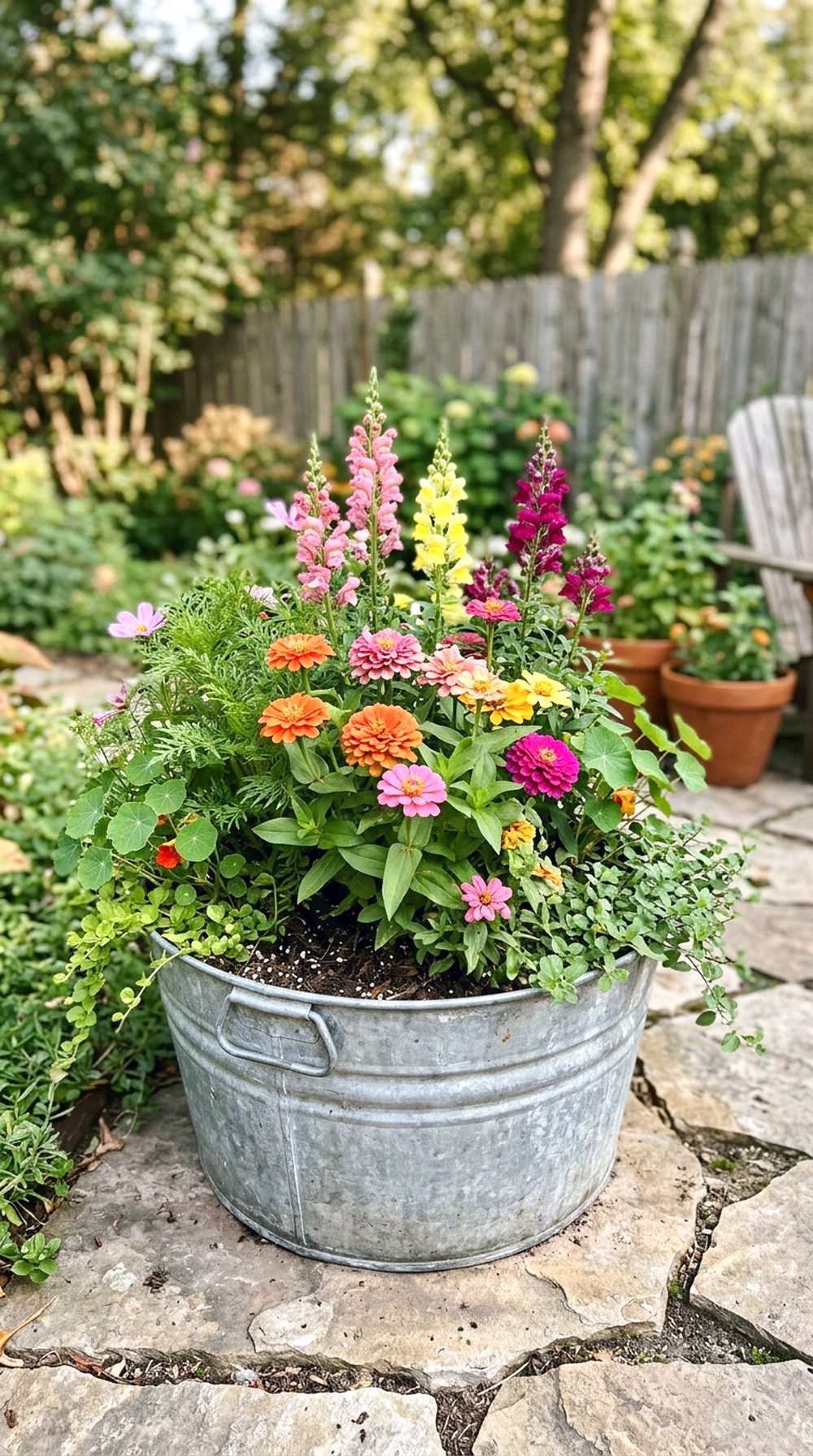 Galvanized Tub Flower Garden