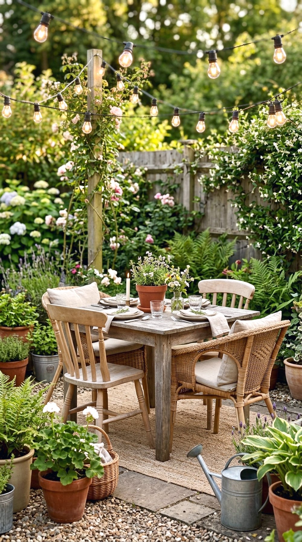 Garden String Light Dining Spot