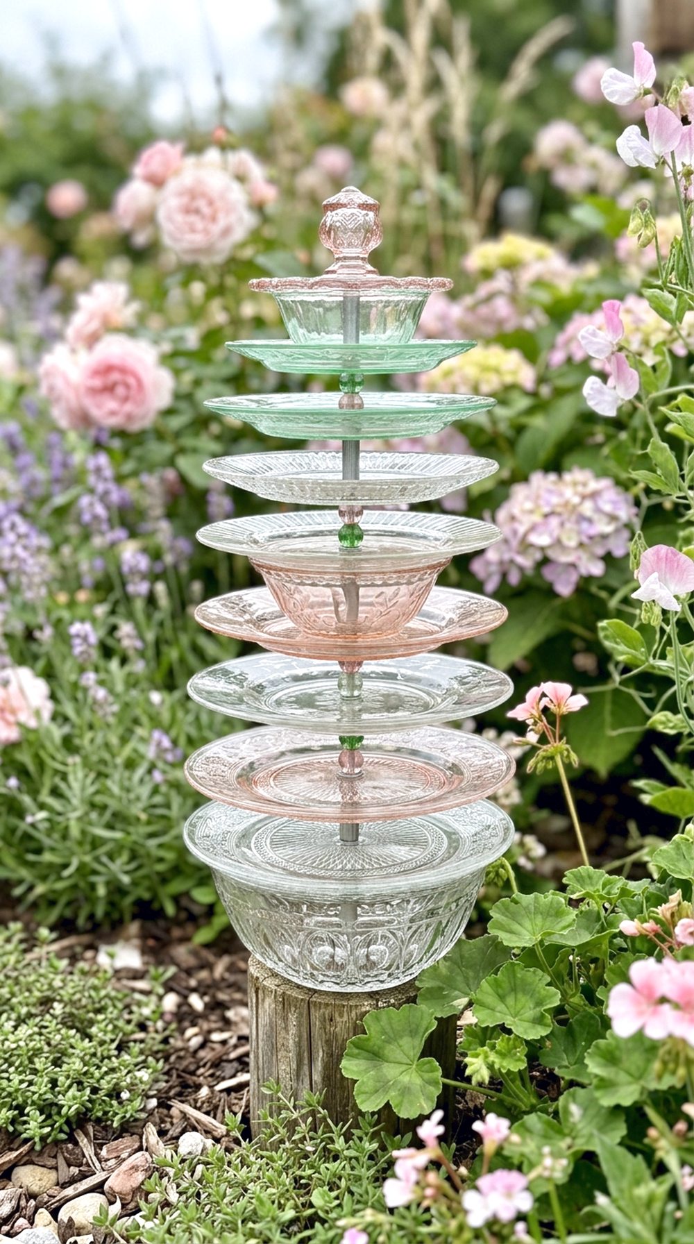 Glass Plate Garden Totem