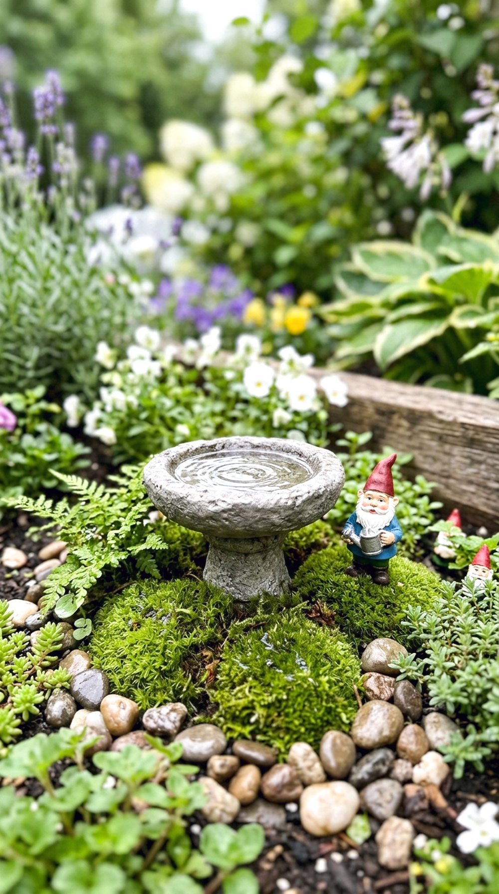 Gnome Bird Bath Scene