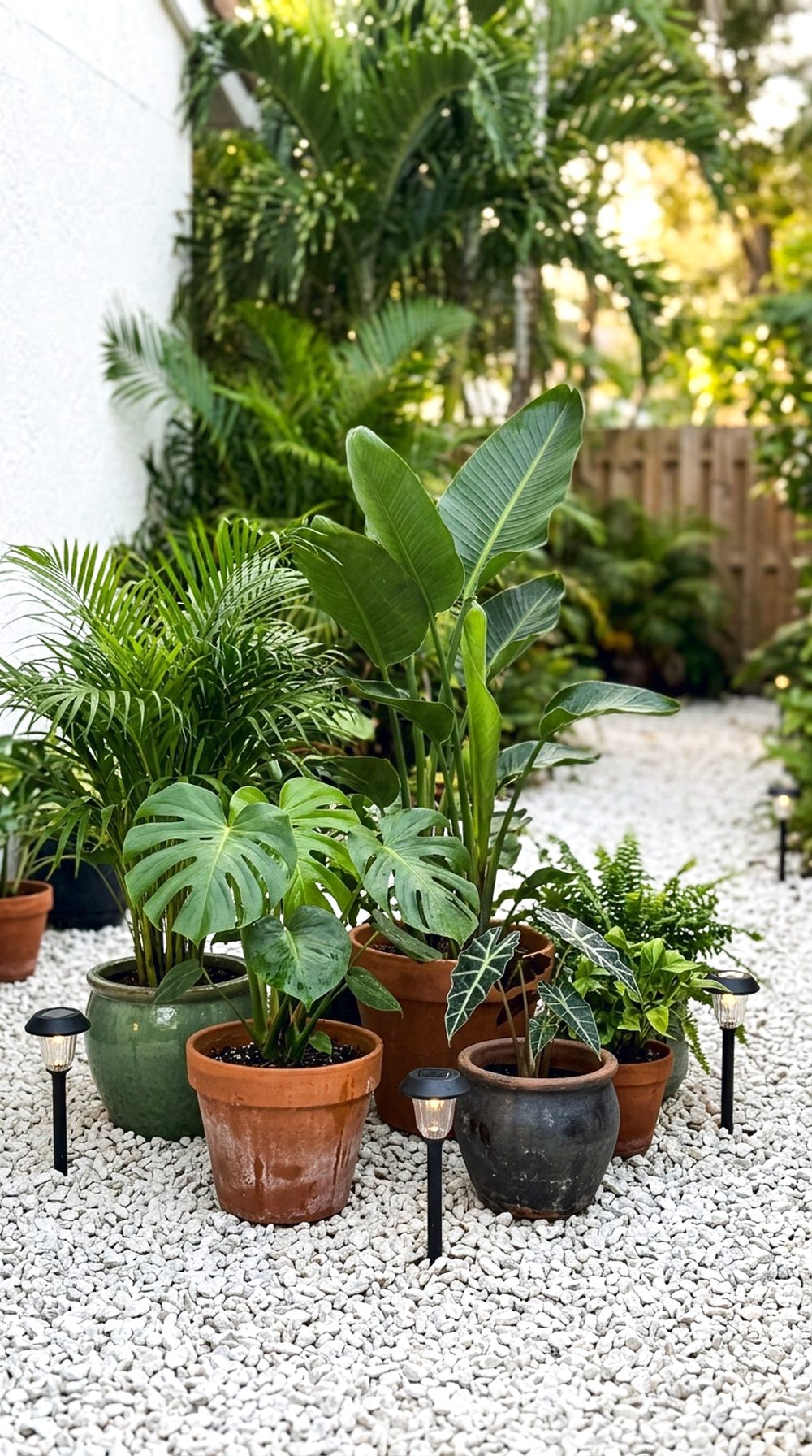 Gravel Garden With Tropical Pots