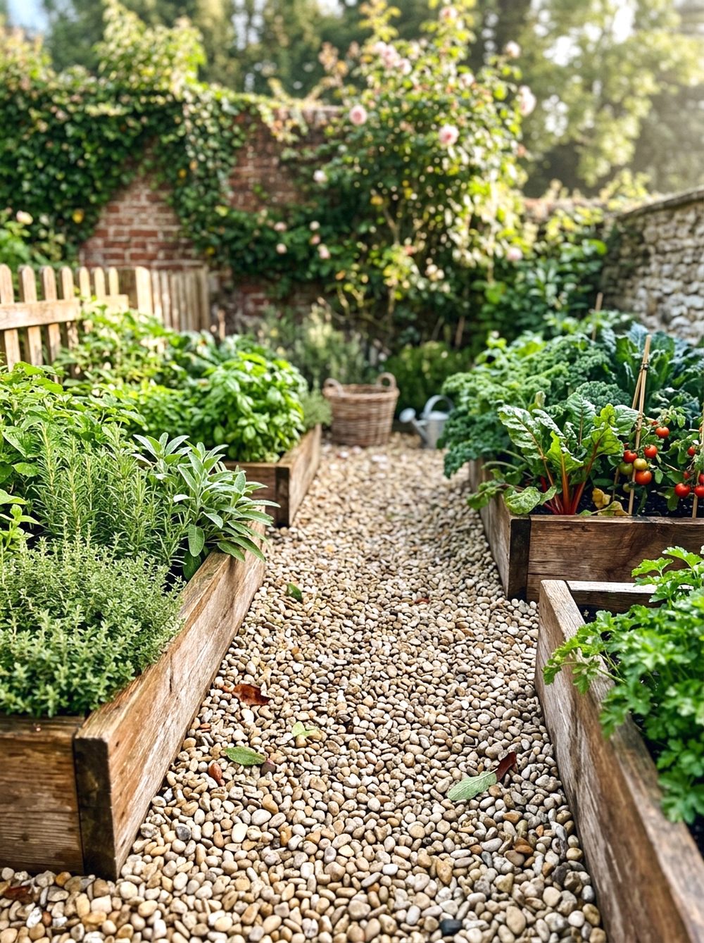 Gravel Path Through Raised Beds