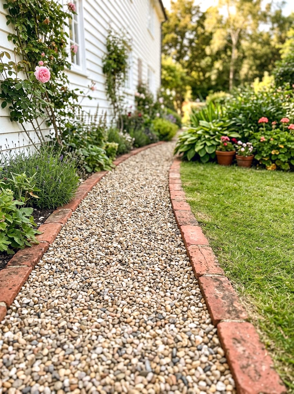 Gravel Path With Brick Edging