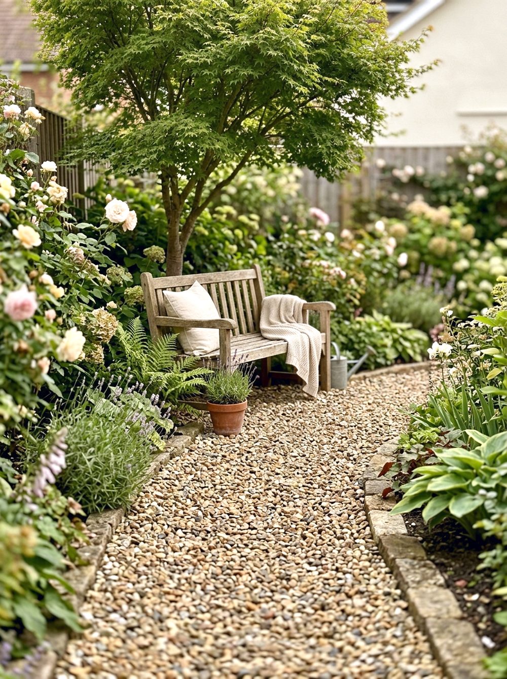 Gravel Path to a Garden Bench