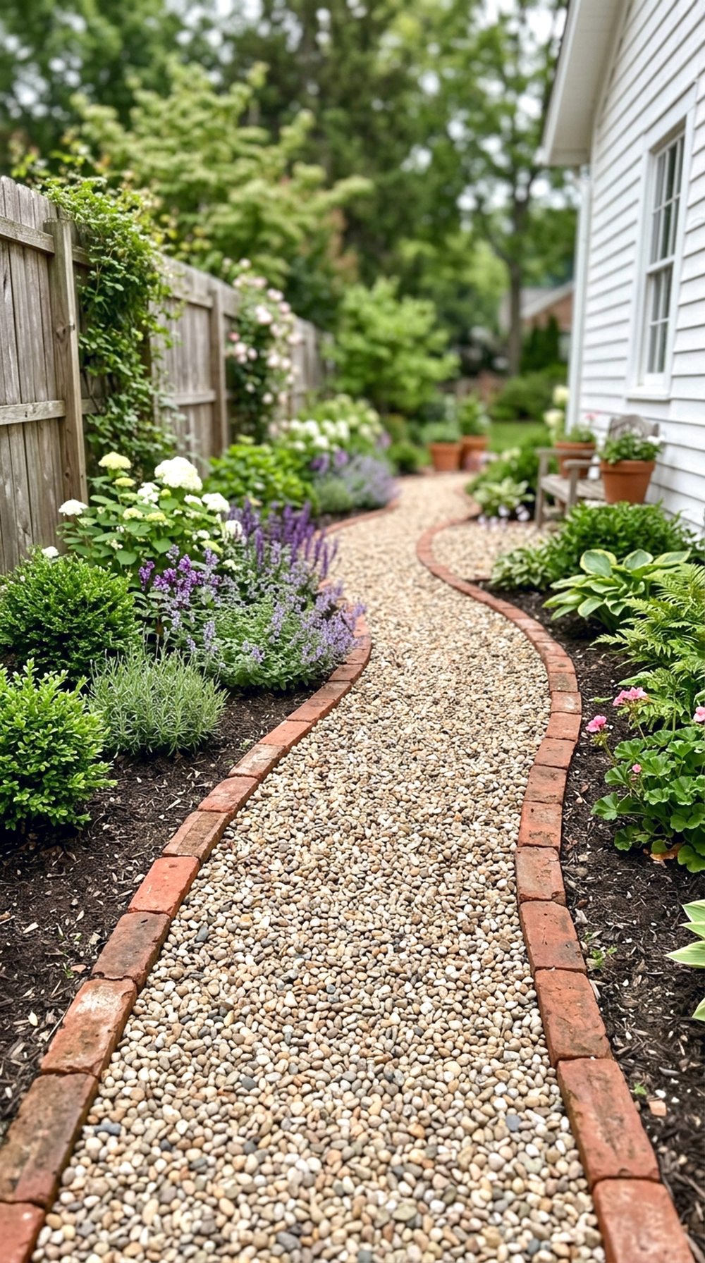 Gravel Walkway With Brick Border