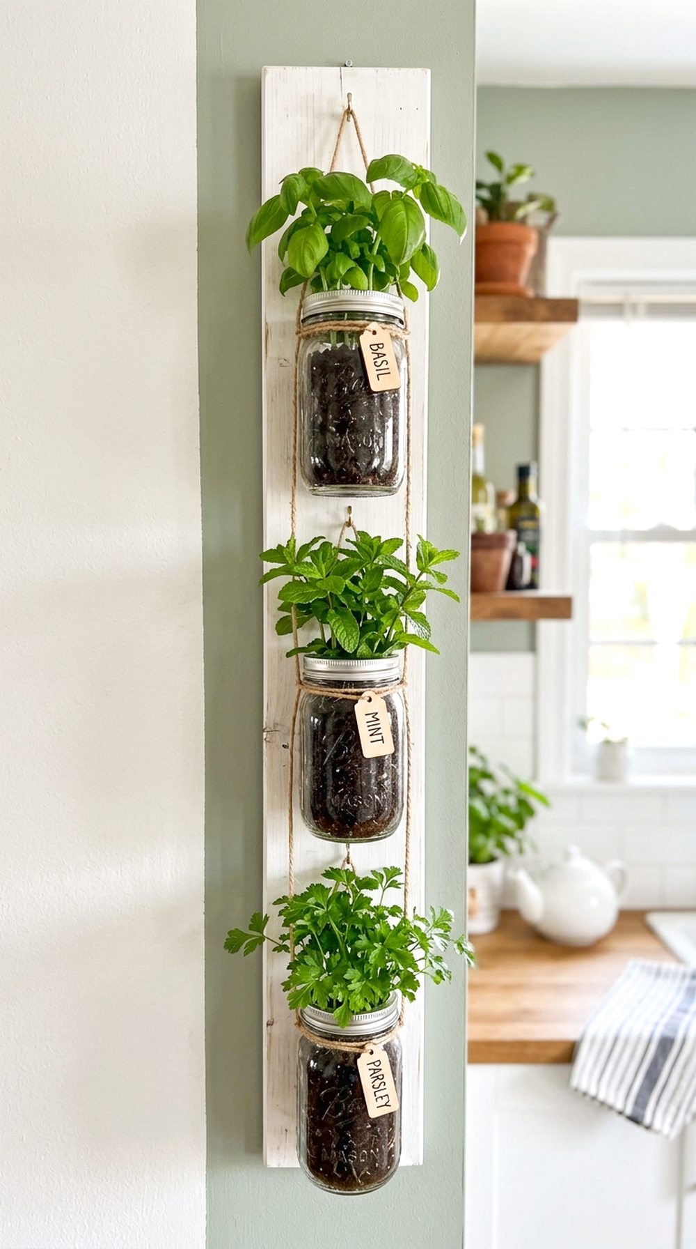 Hanging Mason Jar Herb Garden