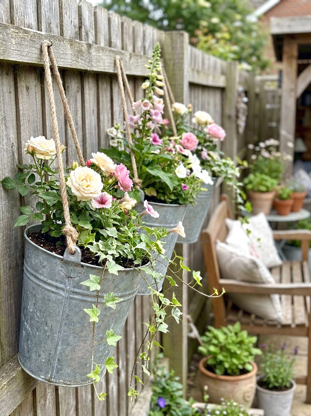 Hanging Metal Bucket Planters