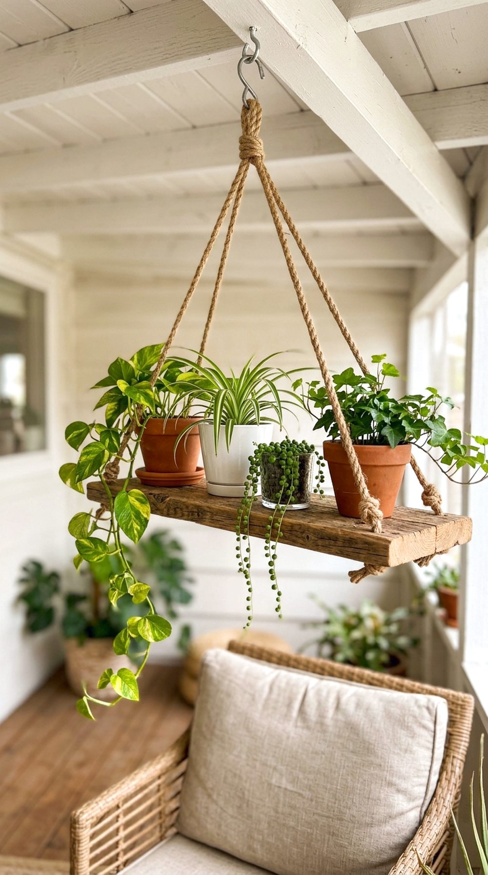 Hanging Rope Plant Shelf