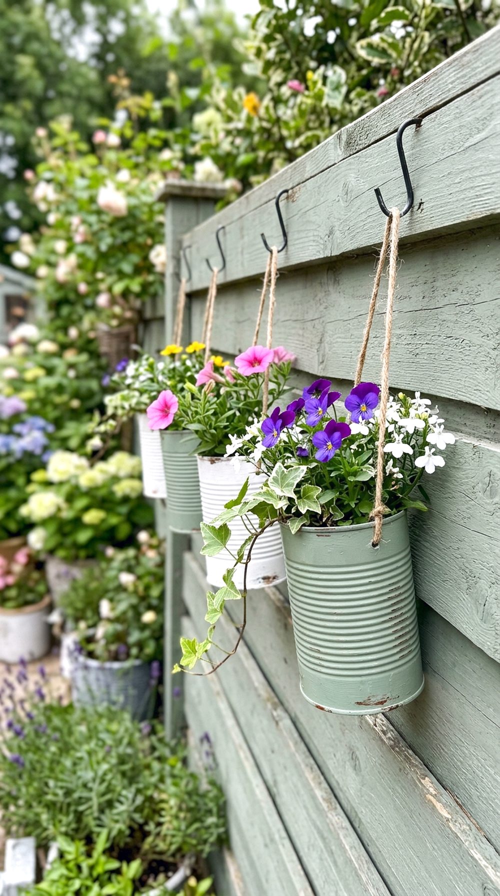 Hanging Tin Can Planters