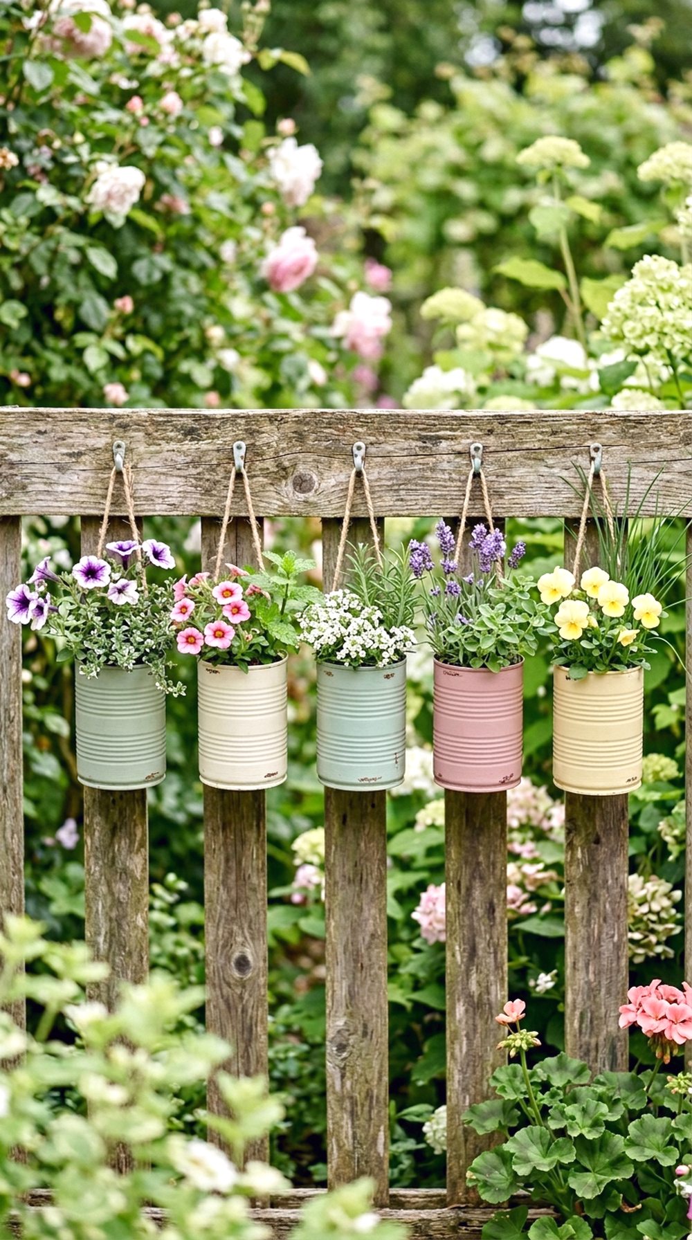 Hanging Tin Can Planters