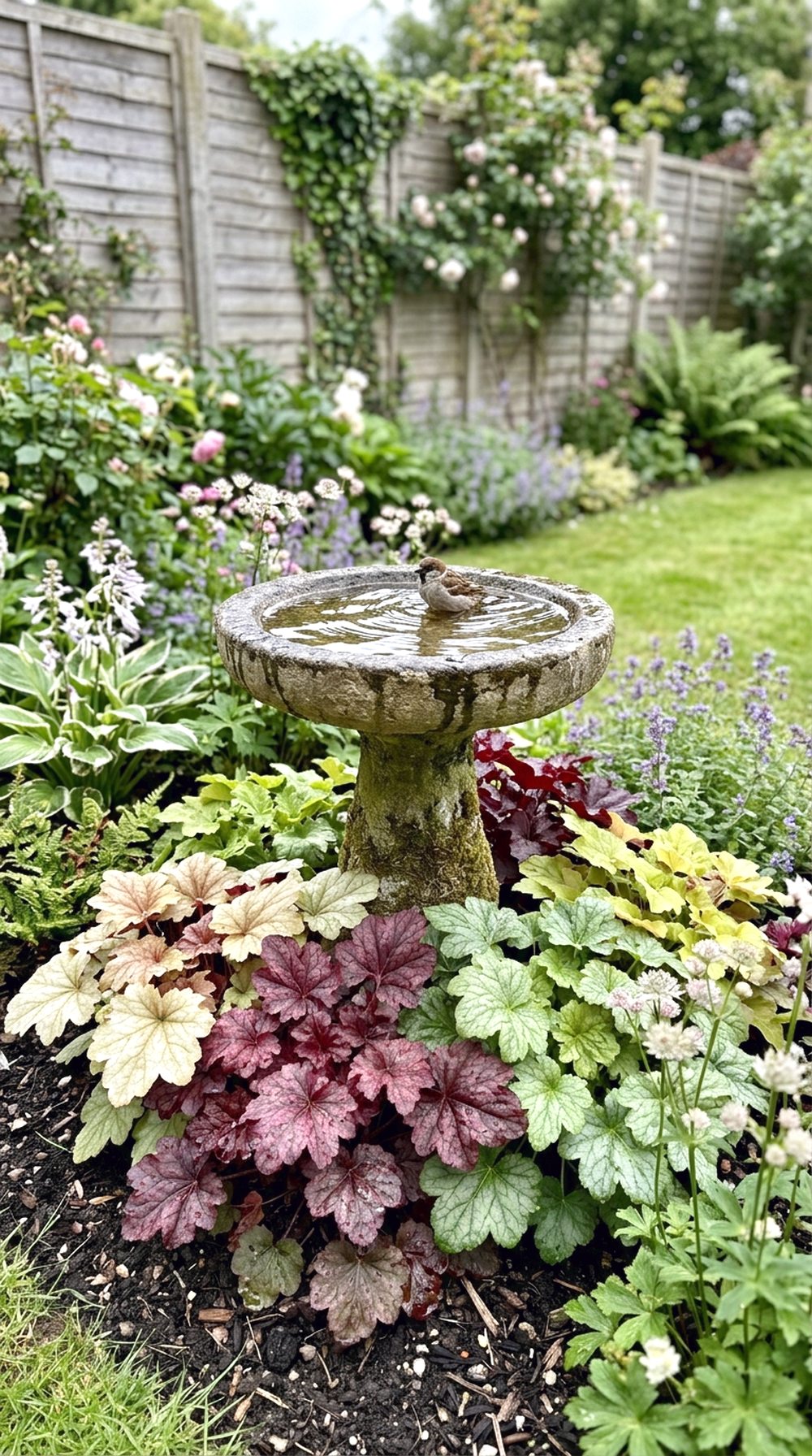 Heuchera Around Birdbath