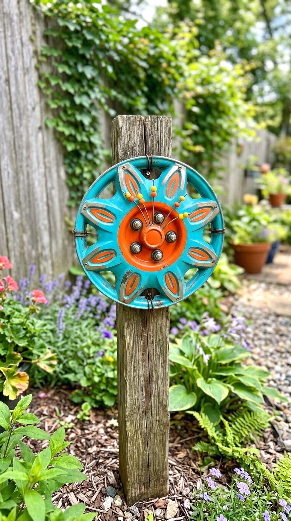 Hubcap Garden Flower