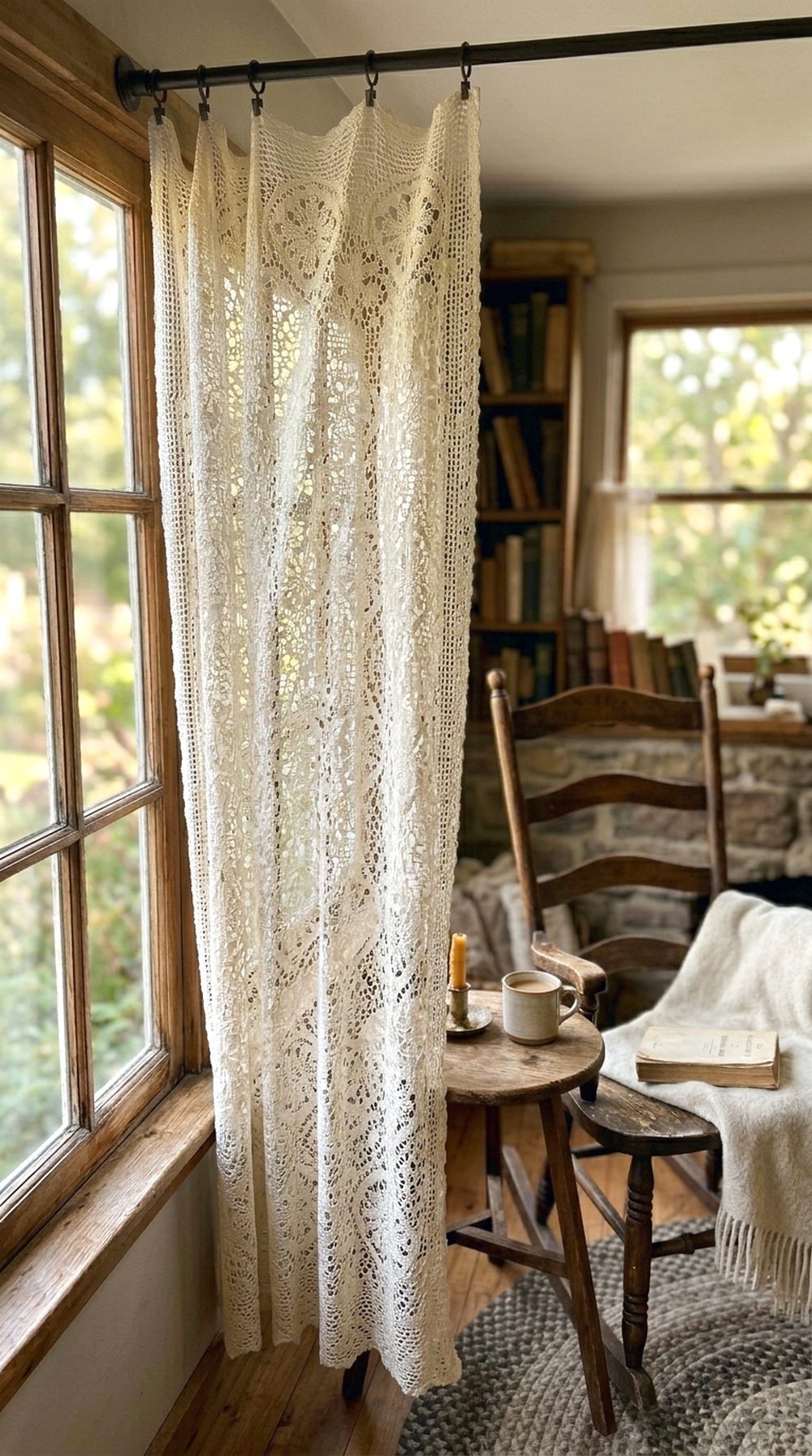 Lace Curtain Window Detail