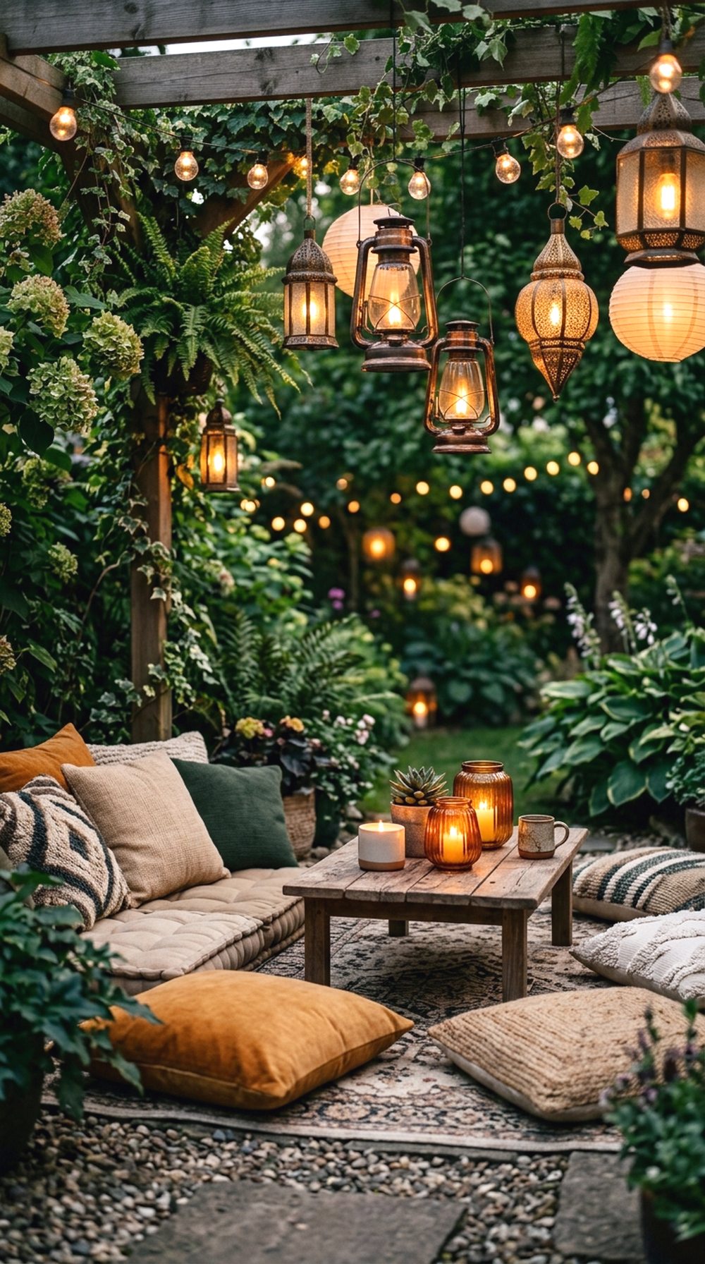 Lantern-Lit Garden Seating