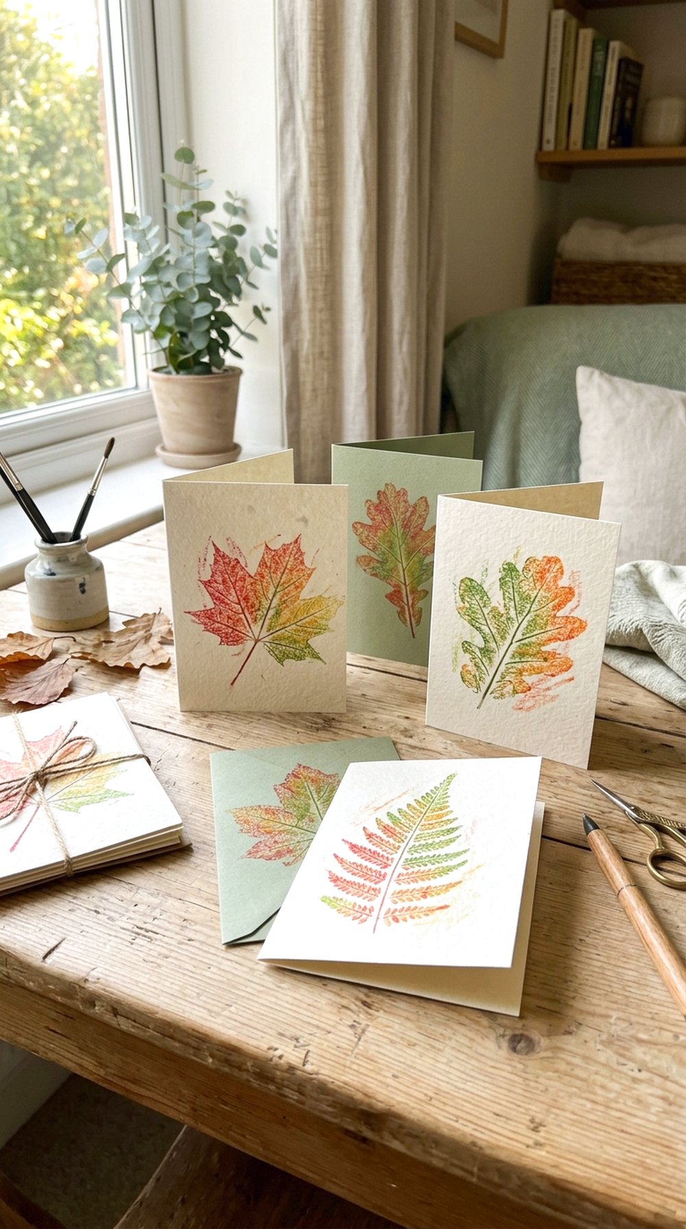 Leaf Rubbing Greeting Cards