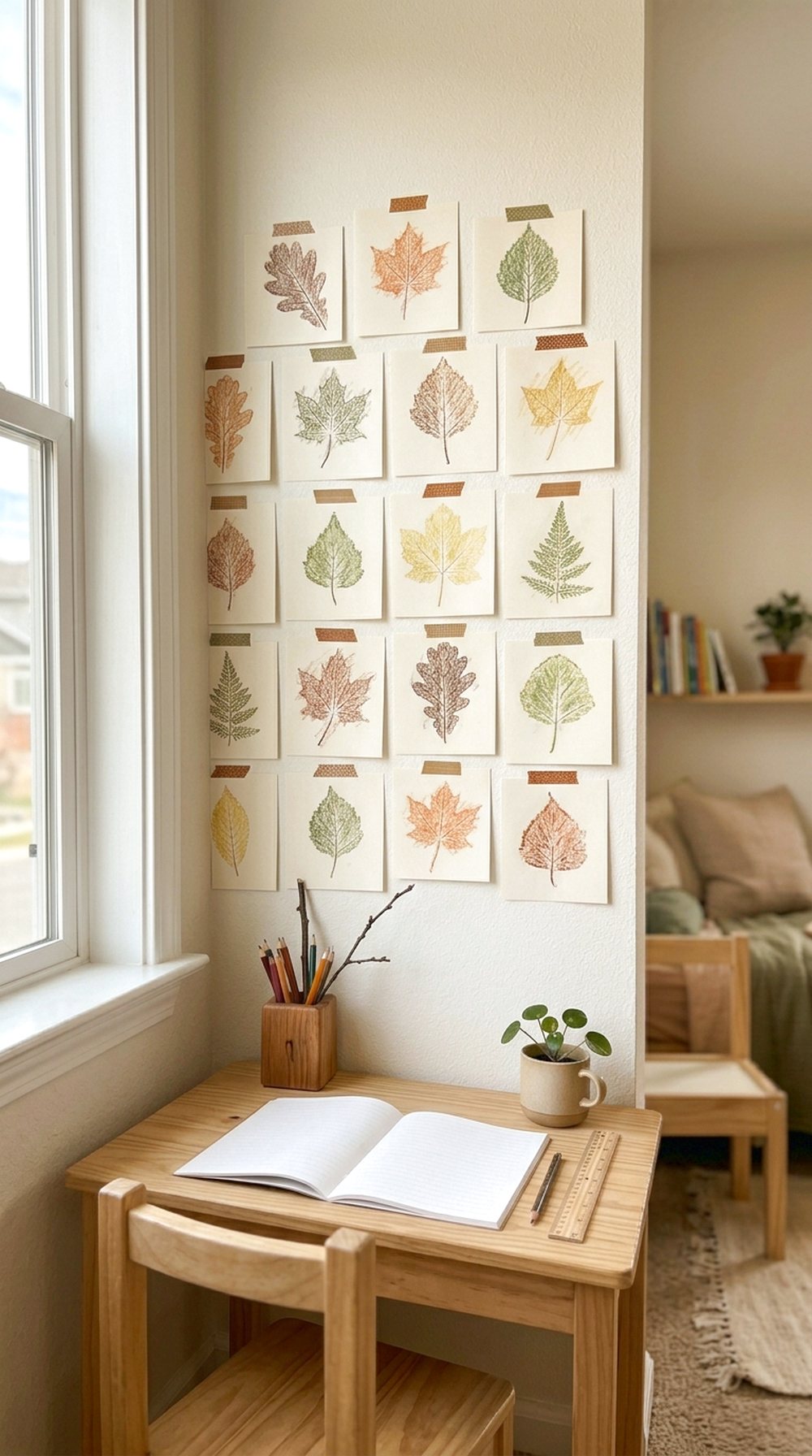 Leaf Rubbing Wall Collage